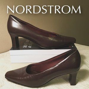 NORDSTROM Dark Brown Leather Square Toe Pumps